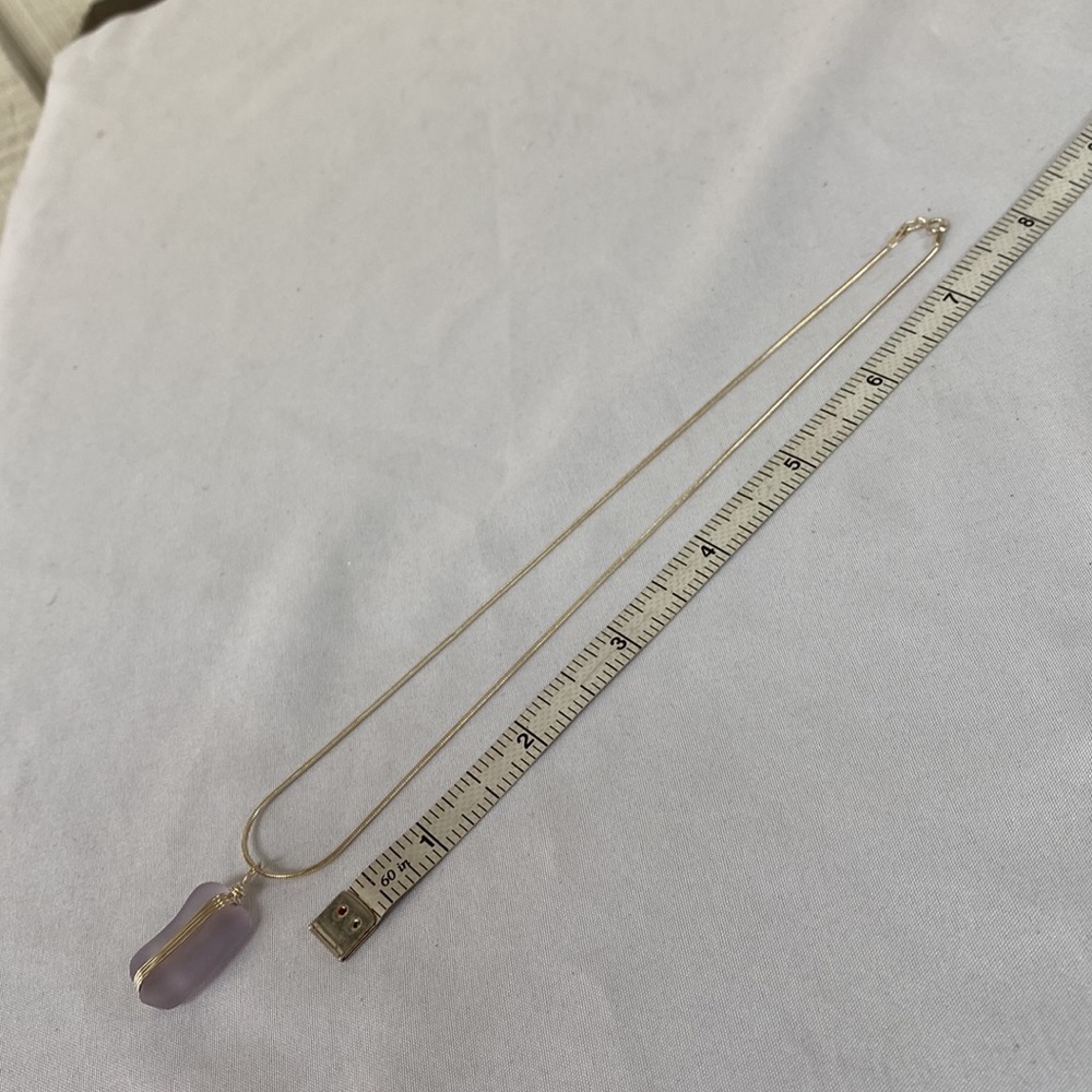 Frosted purple bead 925 silver necklace - Picture 7 of 9